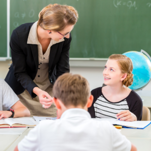 Teacher giving feedback to a student